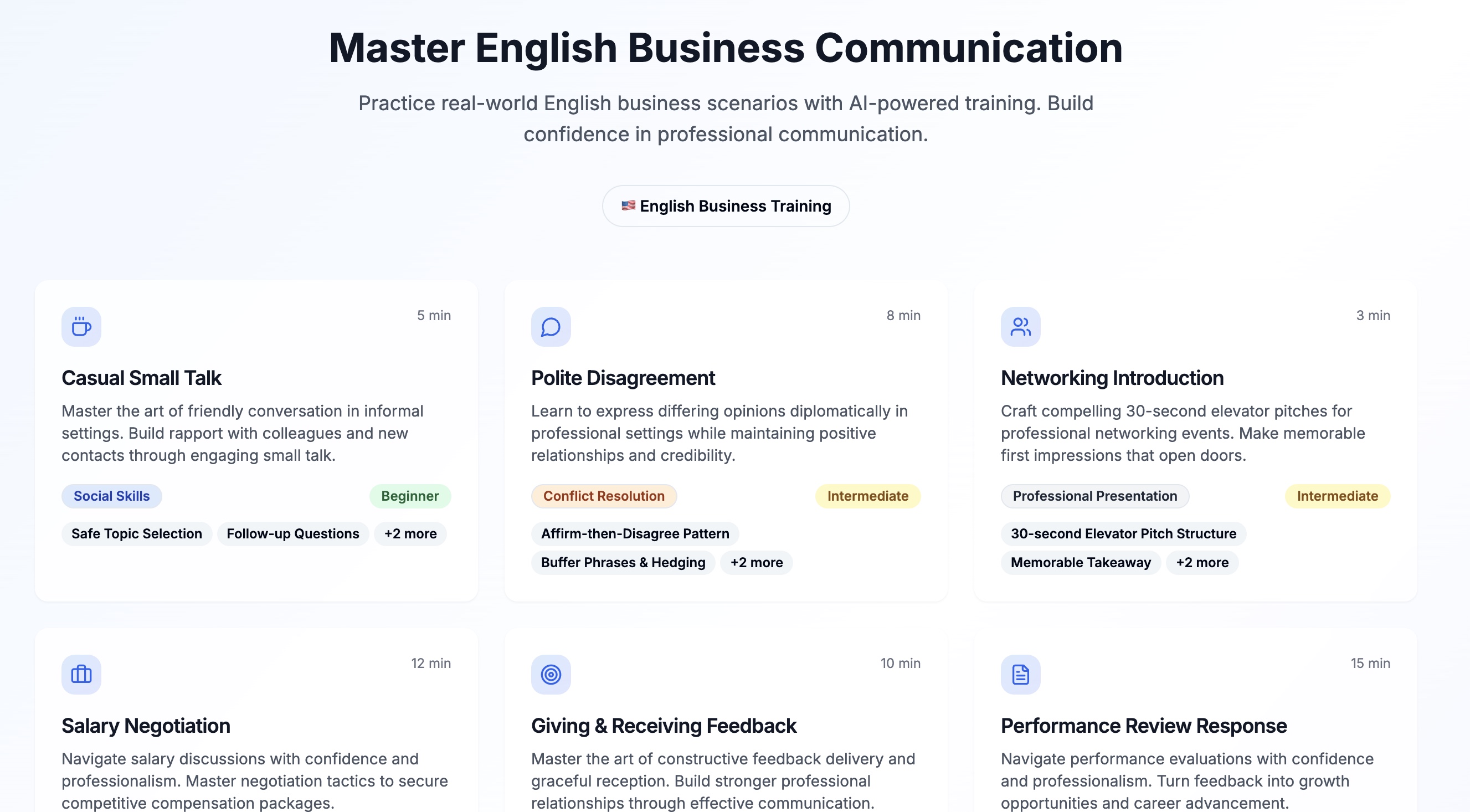 TalkCraft Business English Training Dashboard